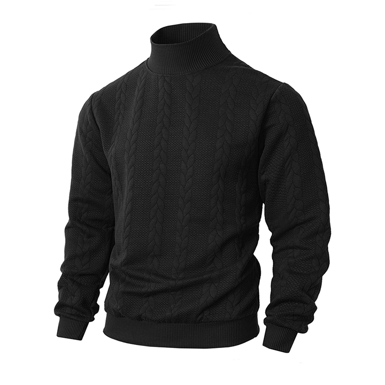 Men's Fashion Mock Neck Sweater with Cable Knit