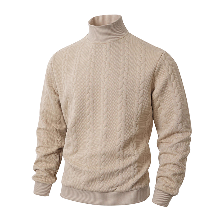 Men's Fashion Mock Neck Sweater with Cable Knit