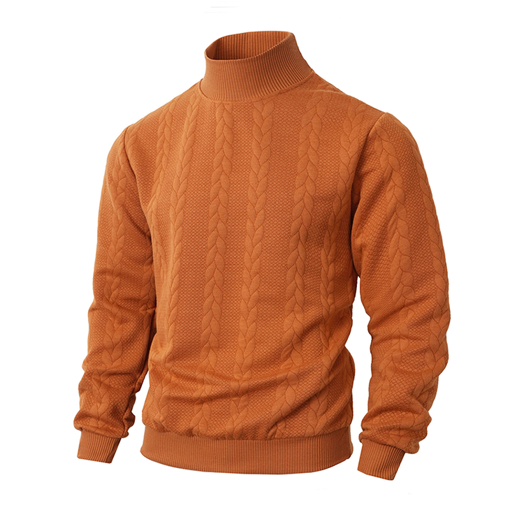 Men's Fashion Mock Neck Sweater with Cable Knit