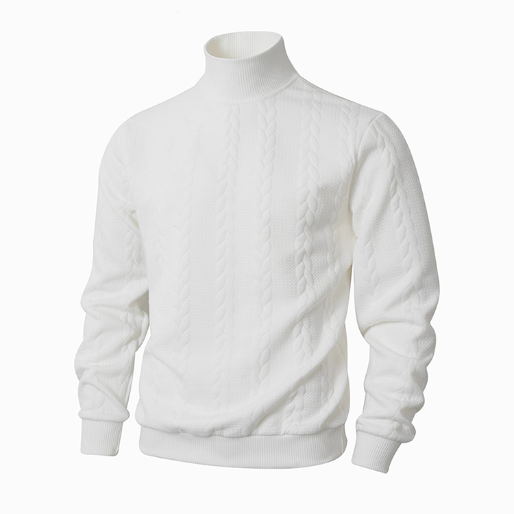 Men's Fashion Mock Neck Sweater with Cable Knit