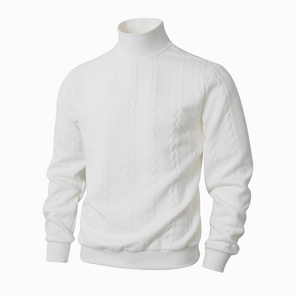 Men's Fashion Mock Neck Sweater with Cable Knit