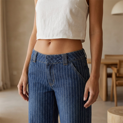 Women's Y2K Striped Low-Rise Jeans
