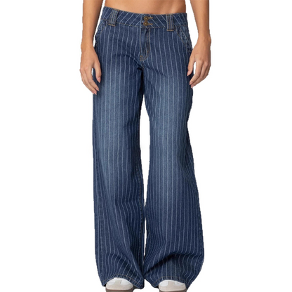 Women's Y2K Striped Low-Rise Jeans