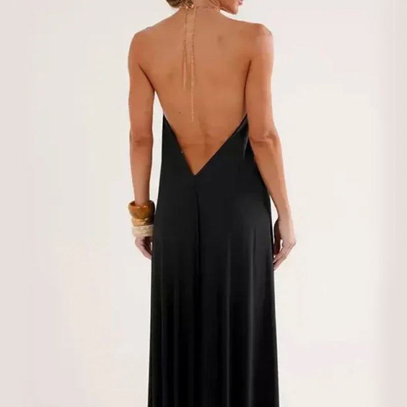 Women's Elegant Halter-Neck Backless Maxi Dress