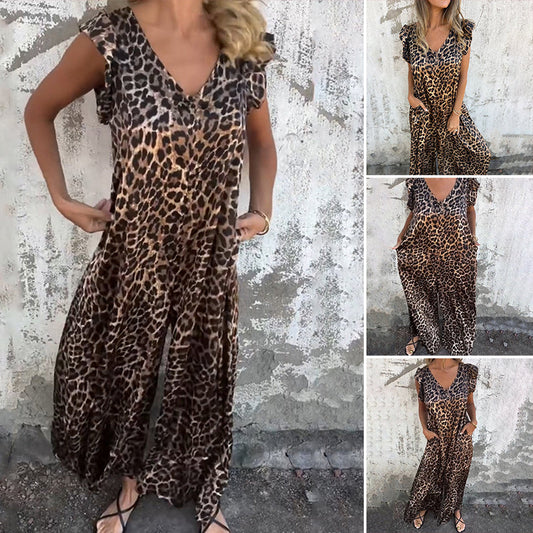 Women’s Leopard Print Wide-Leg Jumpsuit
