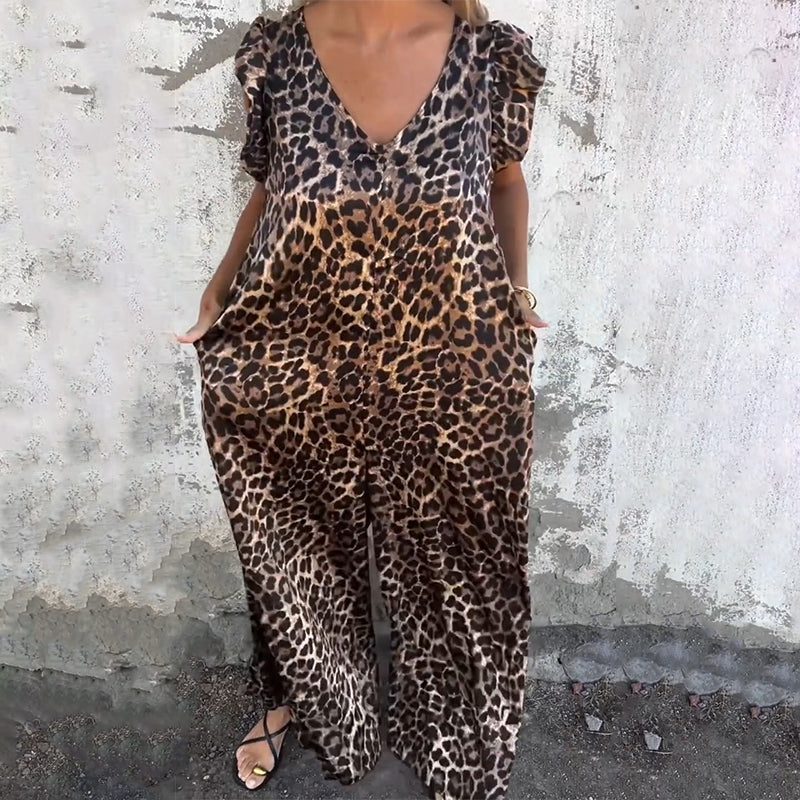 Women’s Leopard Print Wide-Leg Jumpsuit