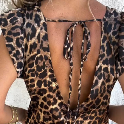 Women’s Leopard Print Wide-Leg Jumpsuit