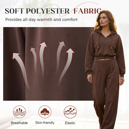 🚀 2026’s Hottest Set | Women’s Crop Hoodie & Wide-Leg Pants | Effortless Street Style 👚👖【50% OFF】