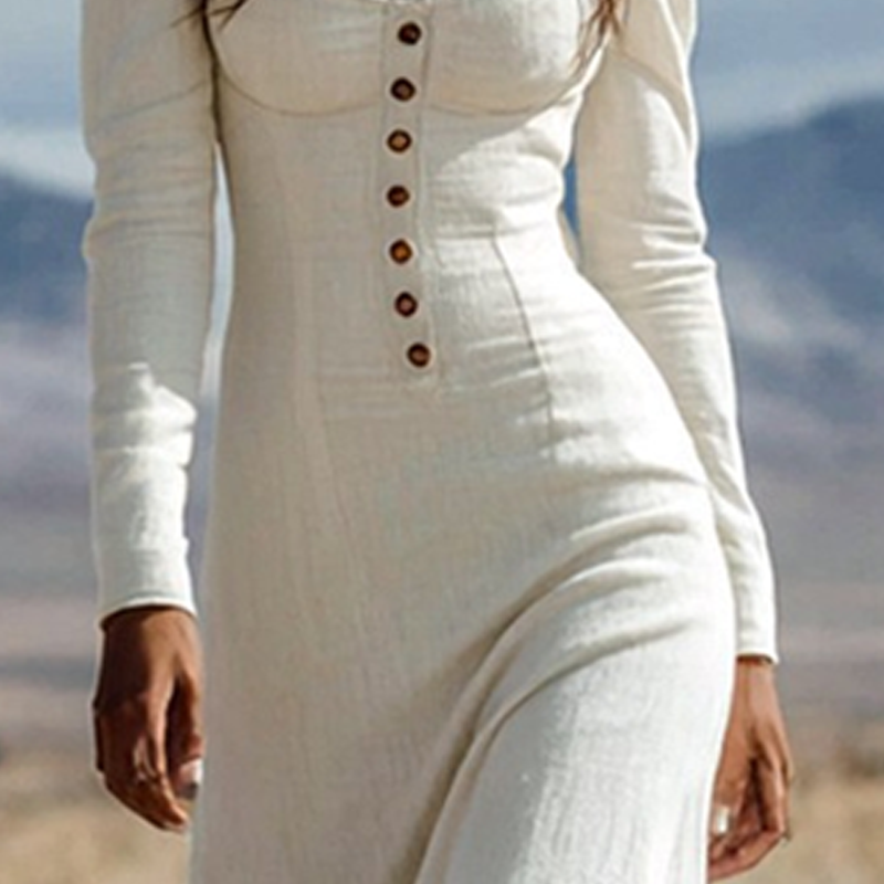 Women's Retro Square Neck Slit Maxi Dress