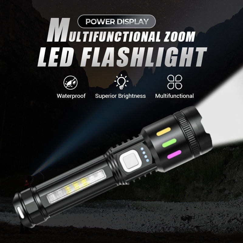 💎 49% OFF! 💎 Multifunctional Zoom LED Flashlight with Power Display – 500m Range, USB-C & 4 Lighting Modes