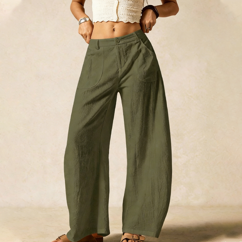 Women's Casual High-Waist Wide-Leg Trousers