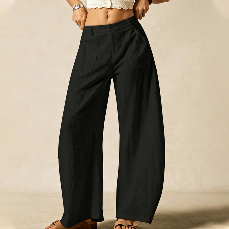 Women's Casual High-Waist Wide-Leg Trousers