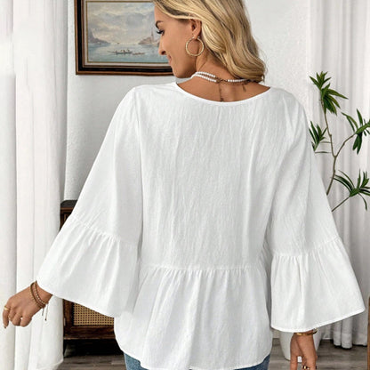 🔥Hot Sale Offers-Women's V-Neck Ruffle Sleeve Blouse