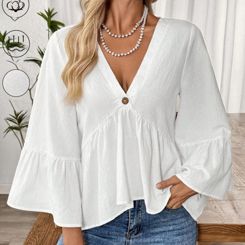 🔥Hot Sale Offers-Women's V-Neck Ruffle Sleeve Blouse