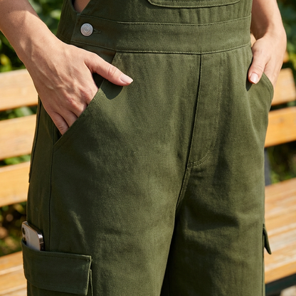 Women’s Retro Cargo Overalls with Pockets