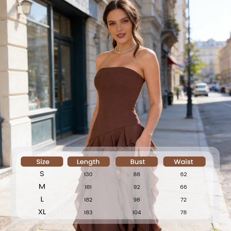 Strapless Ruffle High-Slit Maxi Dress