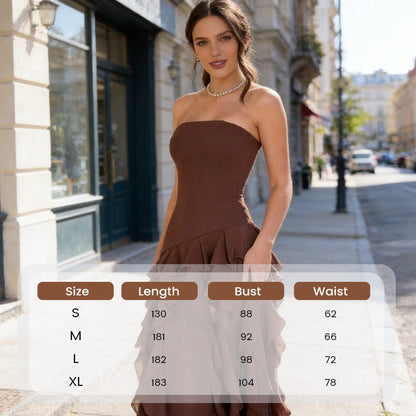 Strapless Ruffle High-Slit Maxi Dress