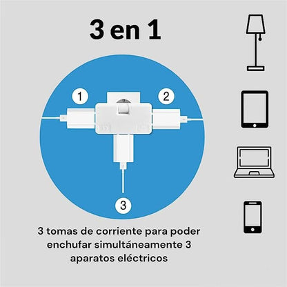 🎁 Hot off the shelves!——Rotating power strip adapter – one plug, three outlets. 180-degree extendable plug.