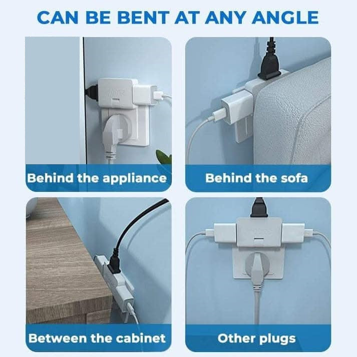 🎁 Hot off the shelves!——Rotating power strip adapter – one plug, three outlets. 180-degree extendable plug.