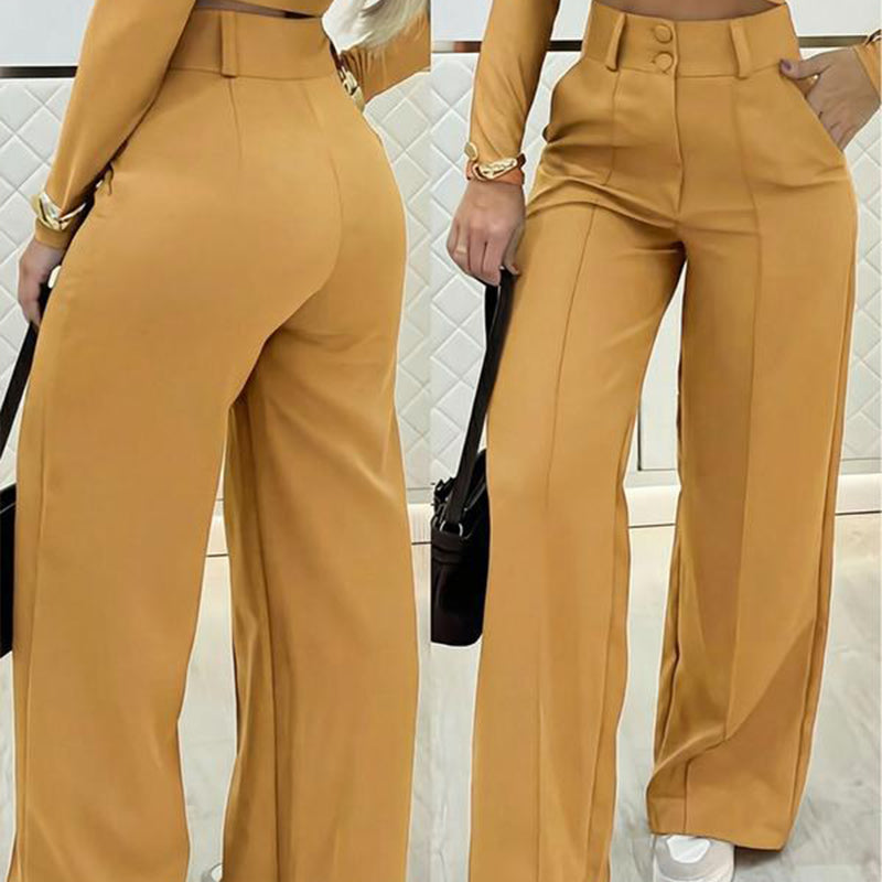 🌸LAST DAY OF SPECIAL OFFER - 49% OFF💕Women's High-Waist Wide-Leg Solid Color Trousers