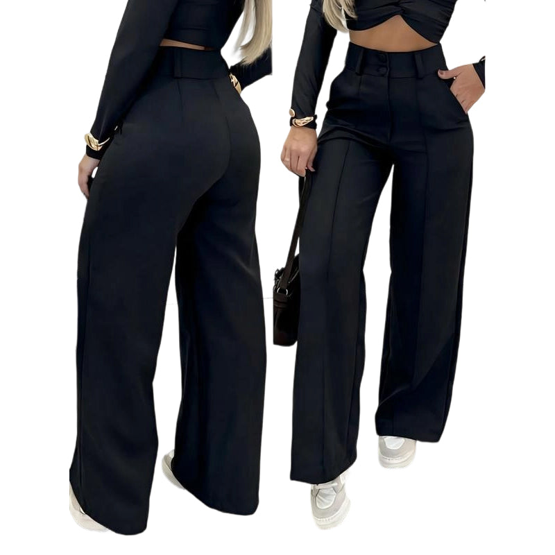 🌸LAST DAY OF SPECIAL OFFER - 49% OFF💕Women's High-Waist Wide-Leg Solid Color Trousers