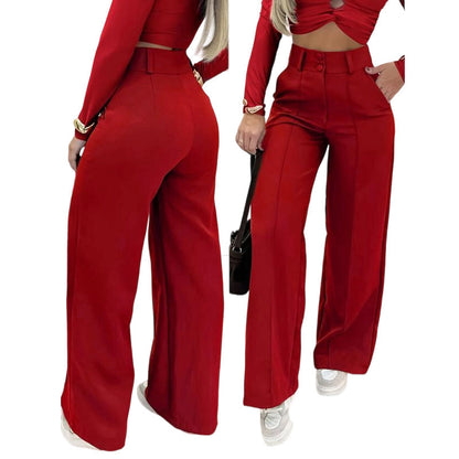 🌸LAST DAY OF SPECIAL OFFER - 49% OFF💕Women's High-Waist Wide-Leg Solid Color Trousers