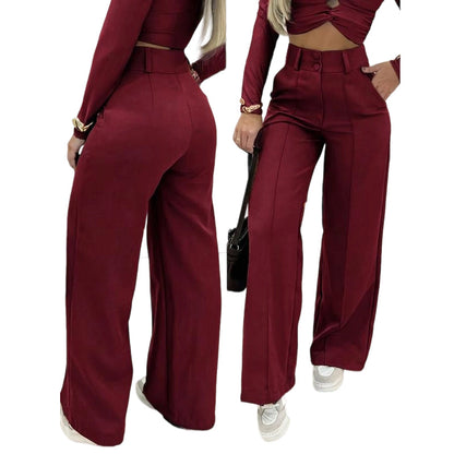 🌸LAST DAY OF SPECIAL OFFER - 49% OFF💕Women's High-Waist Wide-Leg Solid Color Trousers