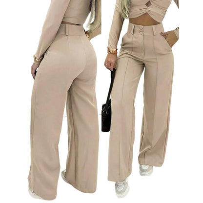 🌸LAST DAY OF SPECIAL OFFER - 49% OFF💕Women's High-Waist Wide-Leg Solid Color Trousers