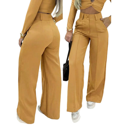 🌸LAST DAY OF SPECIAL OFFER - 49% OFF💕Women's High-Waist Wide-Leg Solid Color Trousers