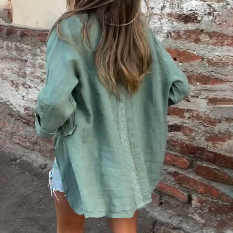 Women’s Cotton Linen Open Front Blazer