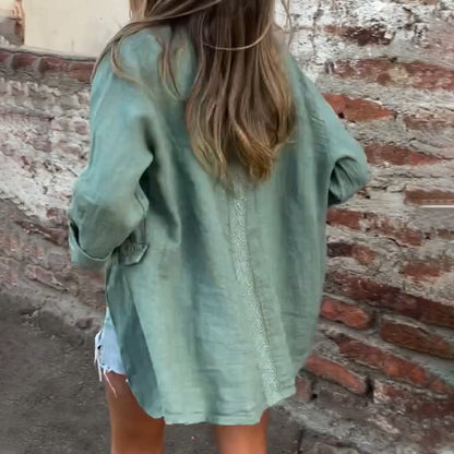 Women’s Cotton Linen Open Front Blazer