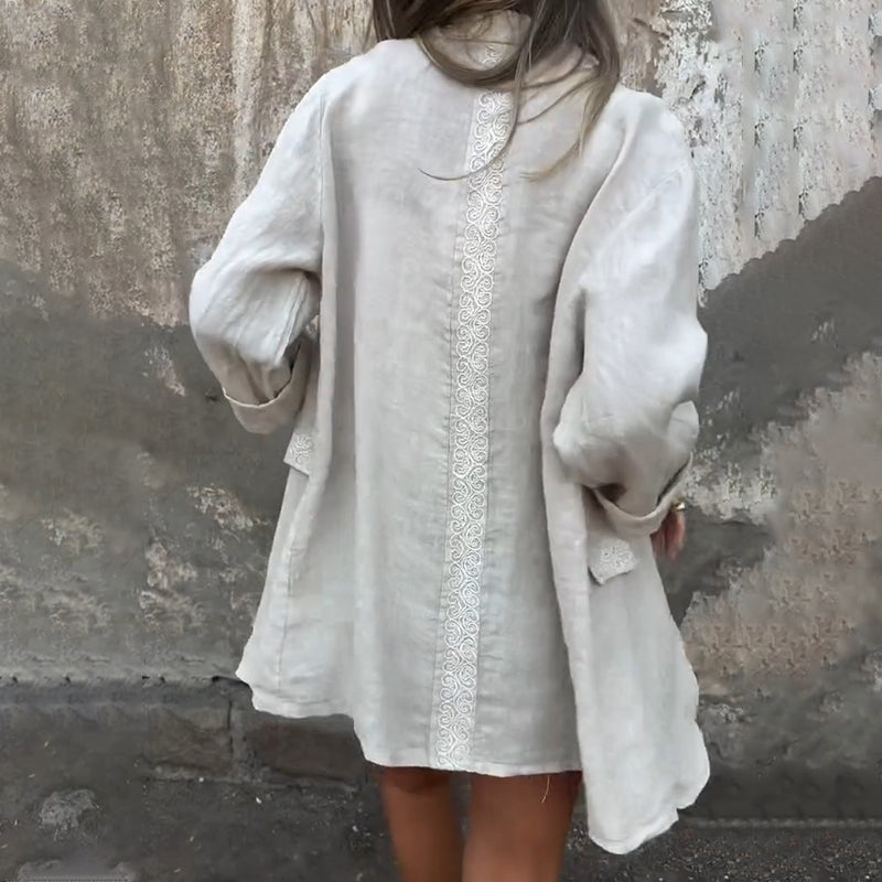 Women’s Cotton Linen Open Front Blazer