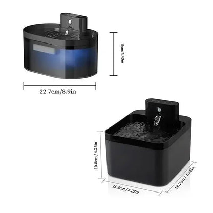 Automatic cat water fountain, 2.2 L, battery-operated pet fountain with motion sensor, cordless, silent design for dogs and cats