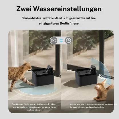 Automatic cat water fountain, 2.2 L, battery-operated pet fountain with motion sensor, cordless, silent design for dogs and cats