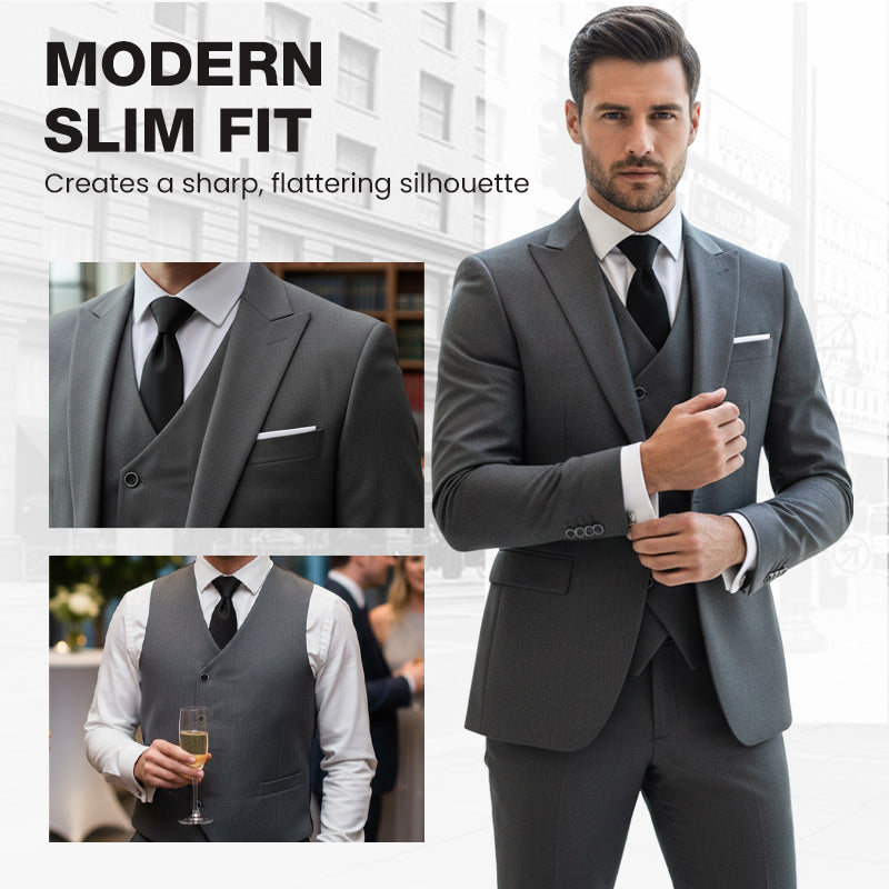 📢📢49%  OFF !! ⏰Men's Slim-Fit 3-Piece Suit Set🕴️