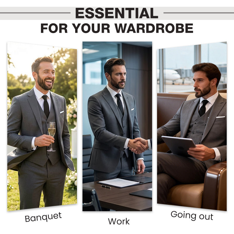 📢📢49%  OFF !! ⏰Men's Slim-Fit 3-Piece Suit Set🕴️