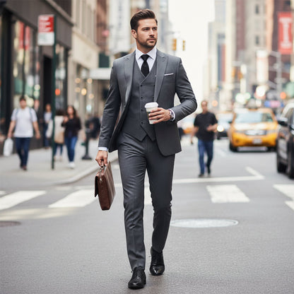 📢📢49%  OFF !! ⏰Men's Slim-Fit 3-Piece Suit Set🕴️