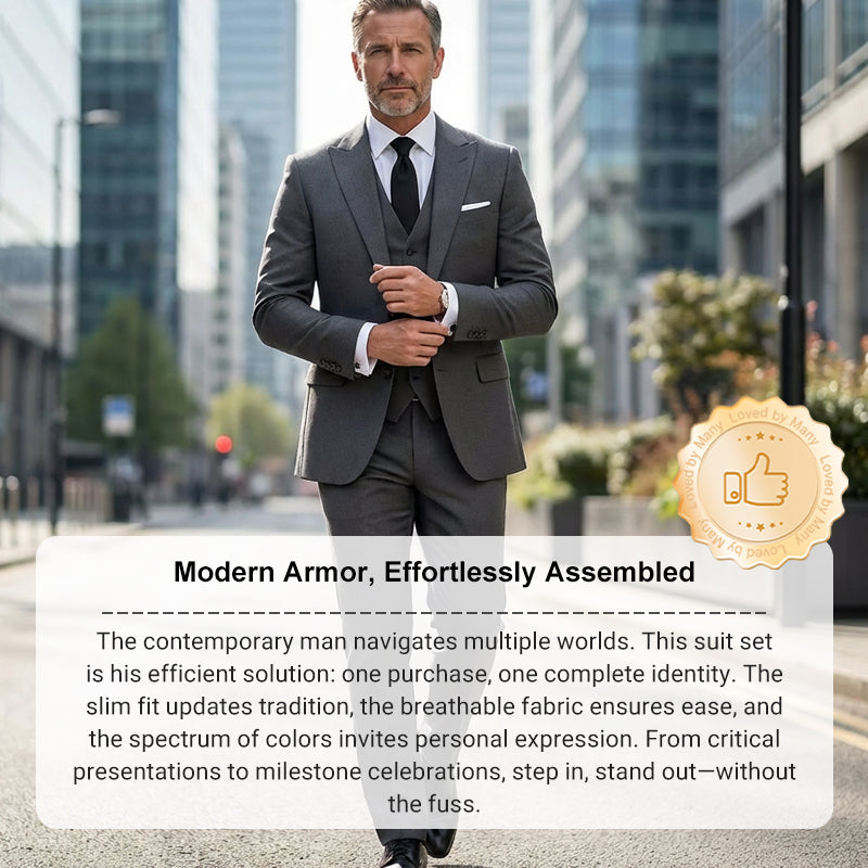 📢📢49%  OFF !! ⏰Men's Slim-Fit 3-Piece Suit Set🕴️