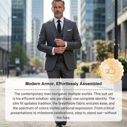 📢📢49%  OFF !! ⏰Men's Slim-Fit 3-Piece Suit Set🕴️