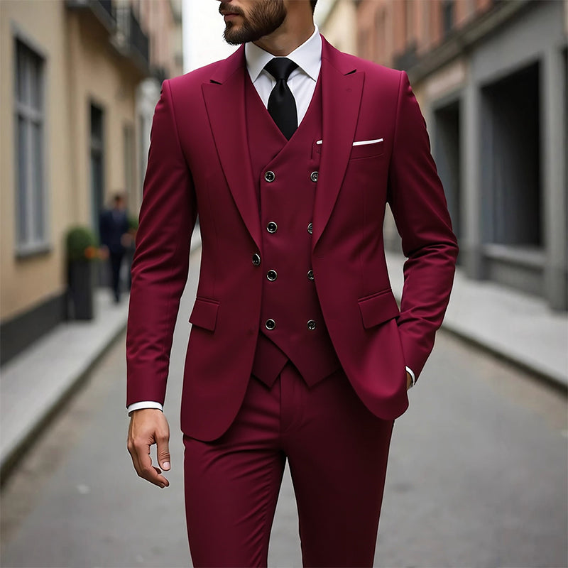 📢📢49%  OFF !! ⏰Men's Slim-Fit 3-Piece Suit Set🕴️