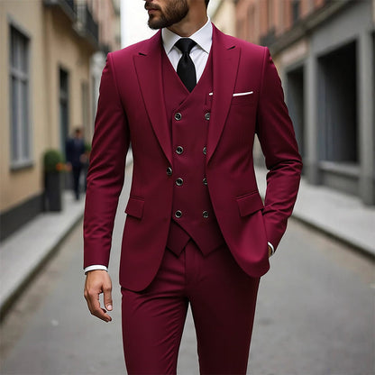 📢📢49%  OFF !! ⏰Men's Slim-Fit 3-Piece Suit Set🕴️