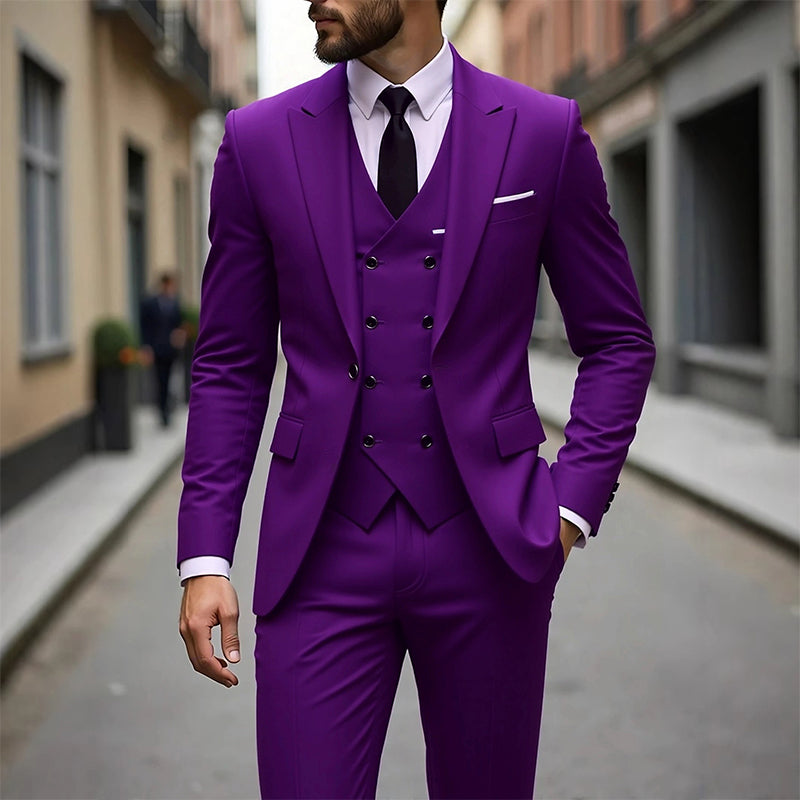 📢📢49%  OFF !! ⏰Men's Slim-Fit 3-Piece Suit Set🕴️