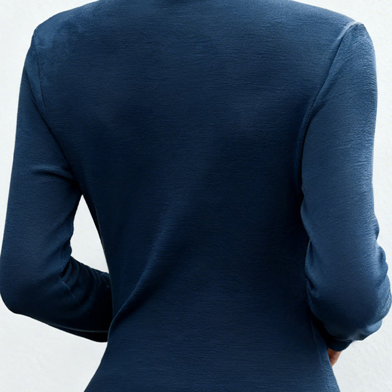 Women's Mock Neck Ruched Long Sleeve Top