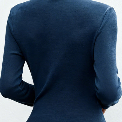 Women's Mock Neck Ruched Long Sleeve Top