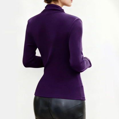 Women's Mock Neck Ruched Long Sleeve Top