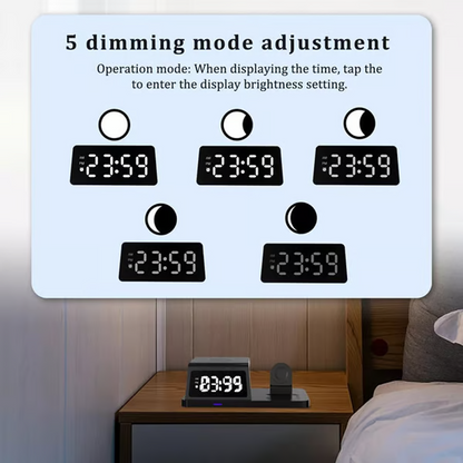 4-in-1 Fast-Charging Wireless Charging Station With Clock