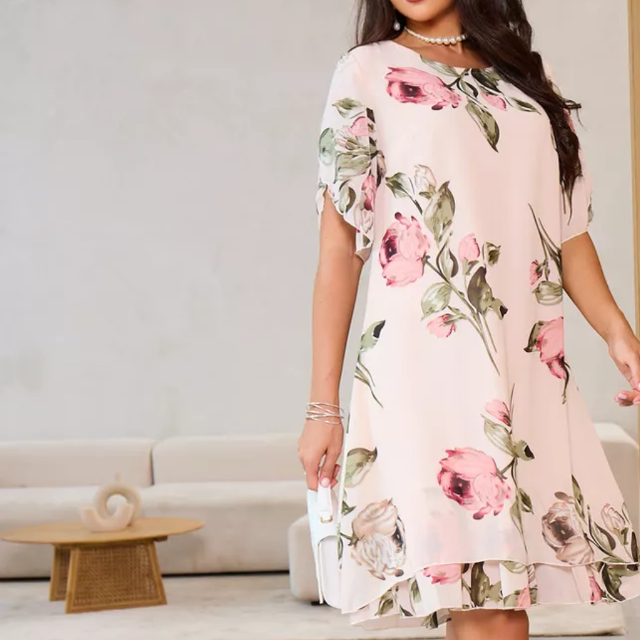 Blush Petal Flow Chiffon Dress