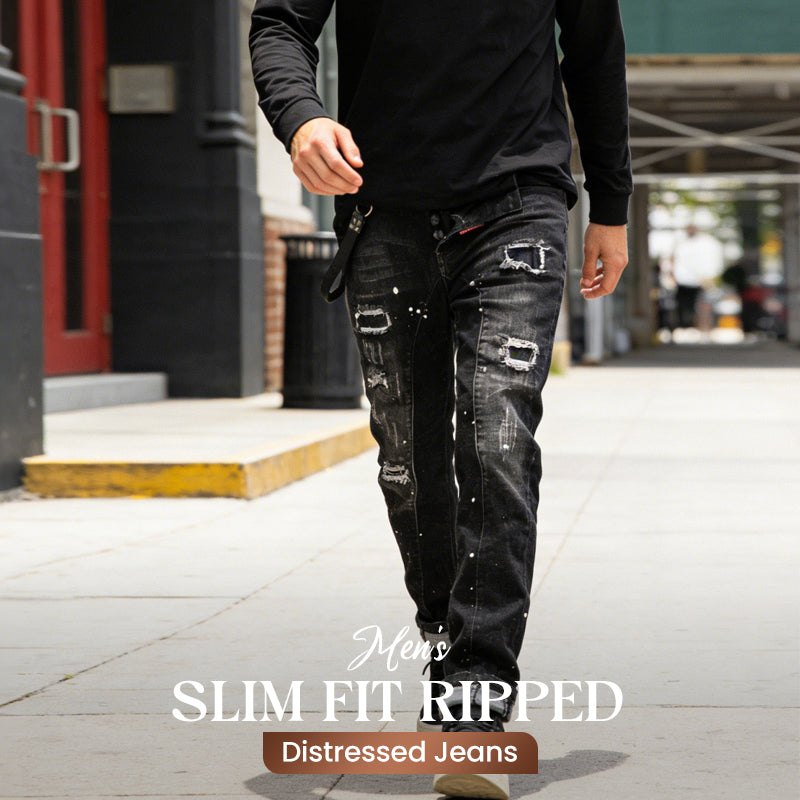 🔈🔈HOT SELLING NEW PRODUCTS - 49%OFF👖Men's Slim Fit Ripped Distressed Jeans