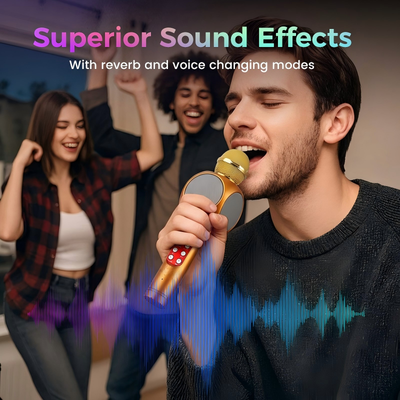 Wireless Bluetooth Handheld Microphone with LED Lights