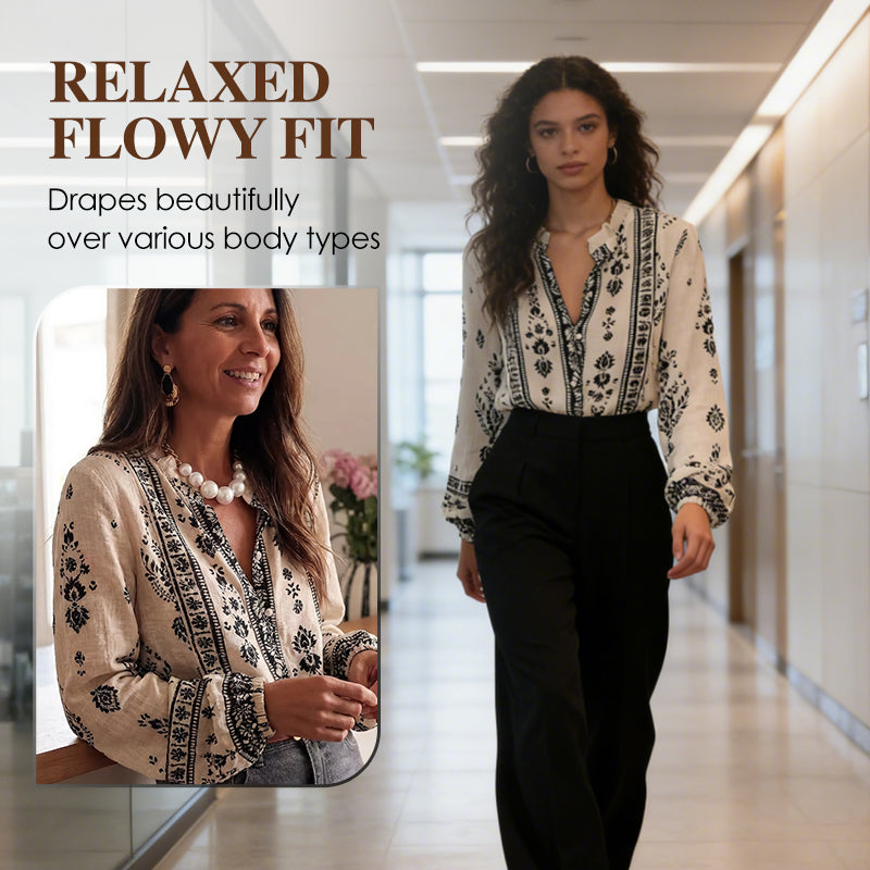 Women’s Boho Lantern-Sleeve Ruffled Blouse